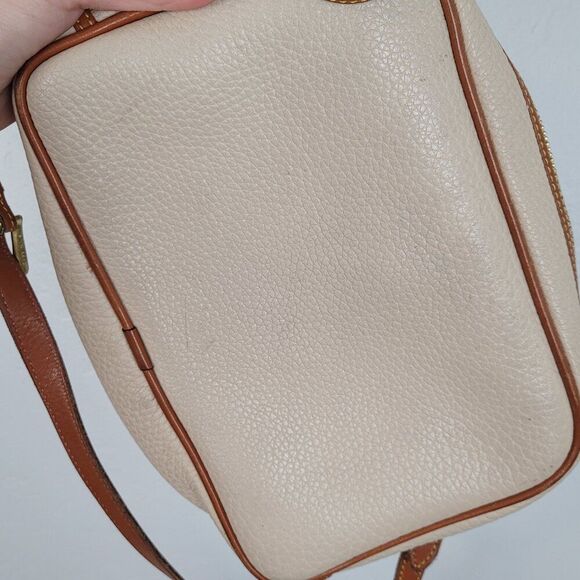 Dooney & Bourke Camera Zip Top Crossbody Bag Leather Cream Beige Brown - Picture 11 of 15